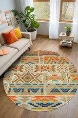 Crocus Modern Kadife Desenli Pamuk Tabanlı Yıkanabilen Kaydırmaz Antibakteriyel Yuvarlak Salon Halısı - Aydahome