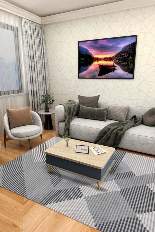 Betrice Modern Kadife Modern Pamuk Tabanlı Yıkanabilen Kaydırmaz Antibakteriyel Salon Halısı - Aydahome