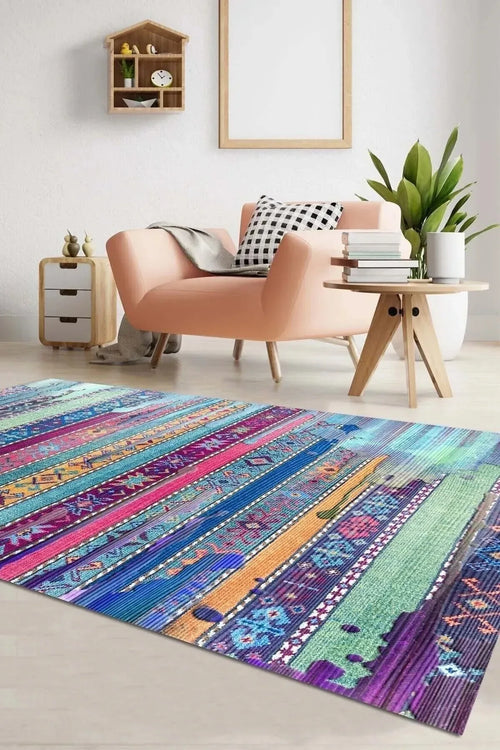 Brielle Modern Kadife Pamuk Tabanlı Yıkanabilen Kaydırmaz Antibakteriyel Salon Halısı - Aydahome