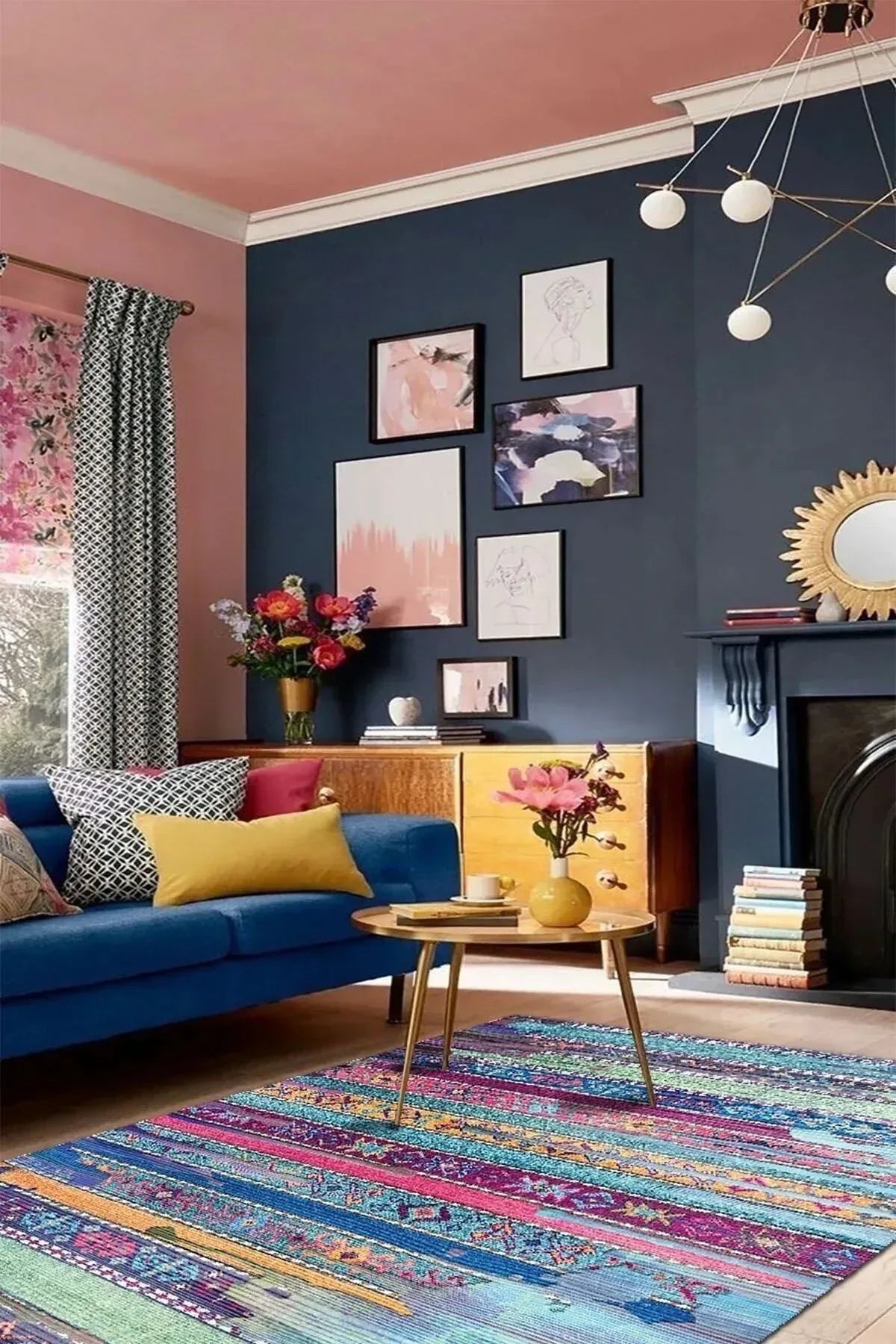 Brielle Modern Kadife Pamuk Tabanlı Yıkanabilen Kaydırmaz Antibakteriyel Salon Halısı - Aydahome
