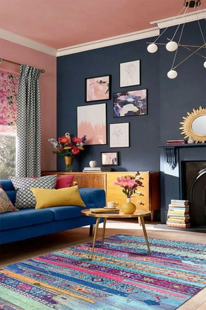 Brielle Modern Kadife Pamuk Tabanlı Yıkanabilen Kaydırmaz Antibakteriyel Salon Halısı - Aydahome