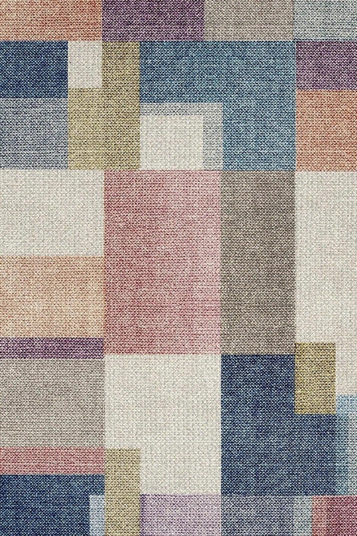 Anika Patchwork Kadife Pamuk Tabanlı Yıkanabilen Kaymaz Antibakteriyel Salon Halısı - Aydahome