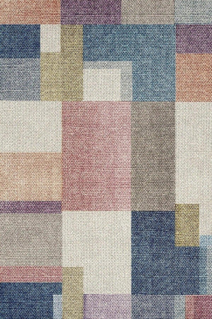 Anika Patchwork Kadife Pamuk Tabanlı Yıkanabilen Kaymaz Antibakteriyel Salon Halısı - Aydahome