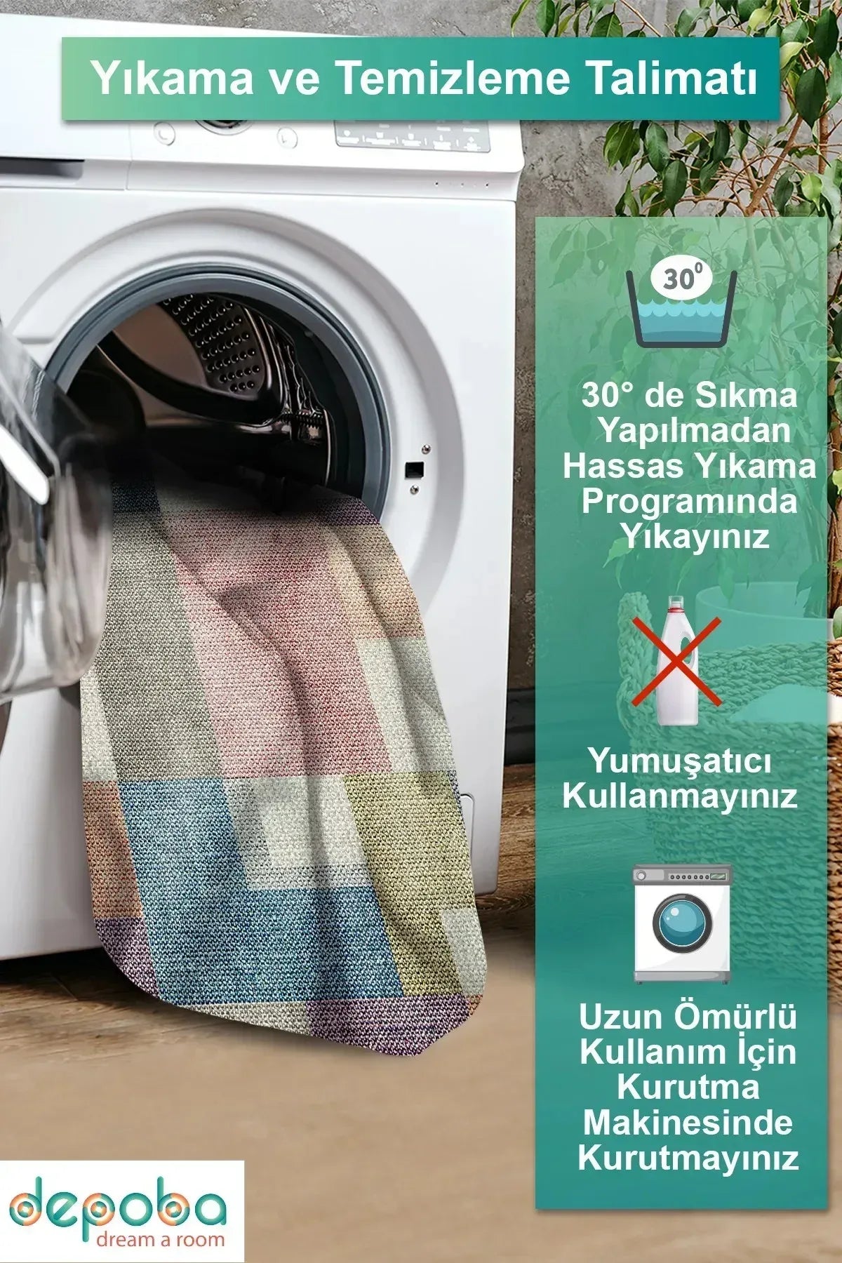 Anika Patchwork Kadife Pamuk Tabanlı Yıkanabilen Kaymaz Antibakteriyel Salon Halısı - Aydahome