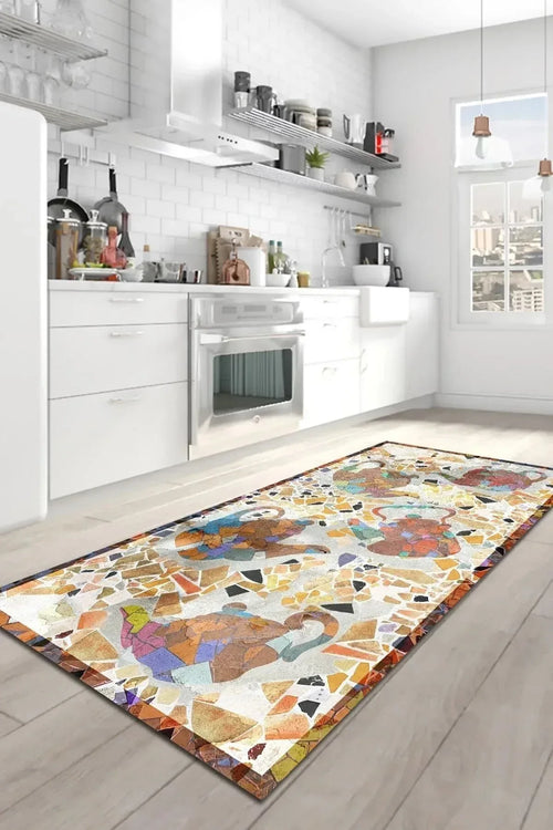 Omari Modern Kadife Pamuk Tabanlı Yıkanabilen Kaydırmaz Antibakteriyel Mutfak Halısı - Aydahome