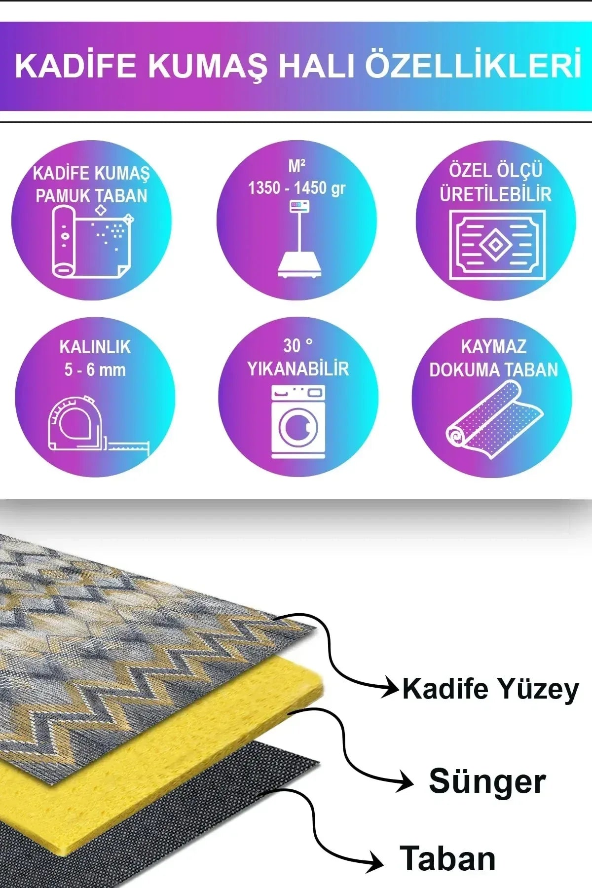Amaris Modern Kadife Özel Tasarım Pamuk Tabanlı Yıkanabilen Kaydırmaz Antibakteriyel Salon Halısı - Aydahome