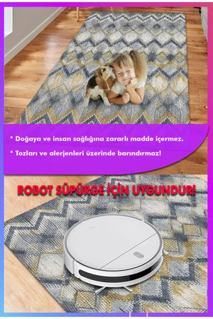 Amaris Modern Kadife Özel Tasarım Pamuk Tabanlı Yıkanabilen Kaydırmaz Antibakteriyel Salon Halısı - Aydahome