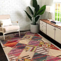 Hoya Patchwork Desenli Kadife Pamuk Tabanlı Yıkanabilen Kaydırmaz Antibakteriyel Salon Halısı - Aydahome