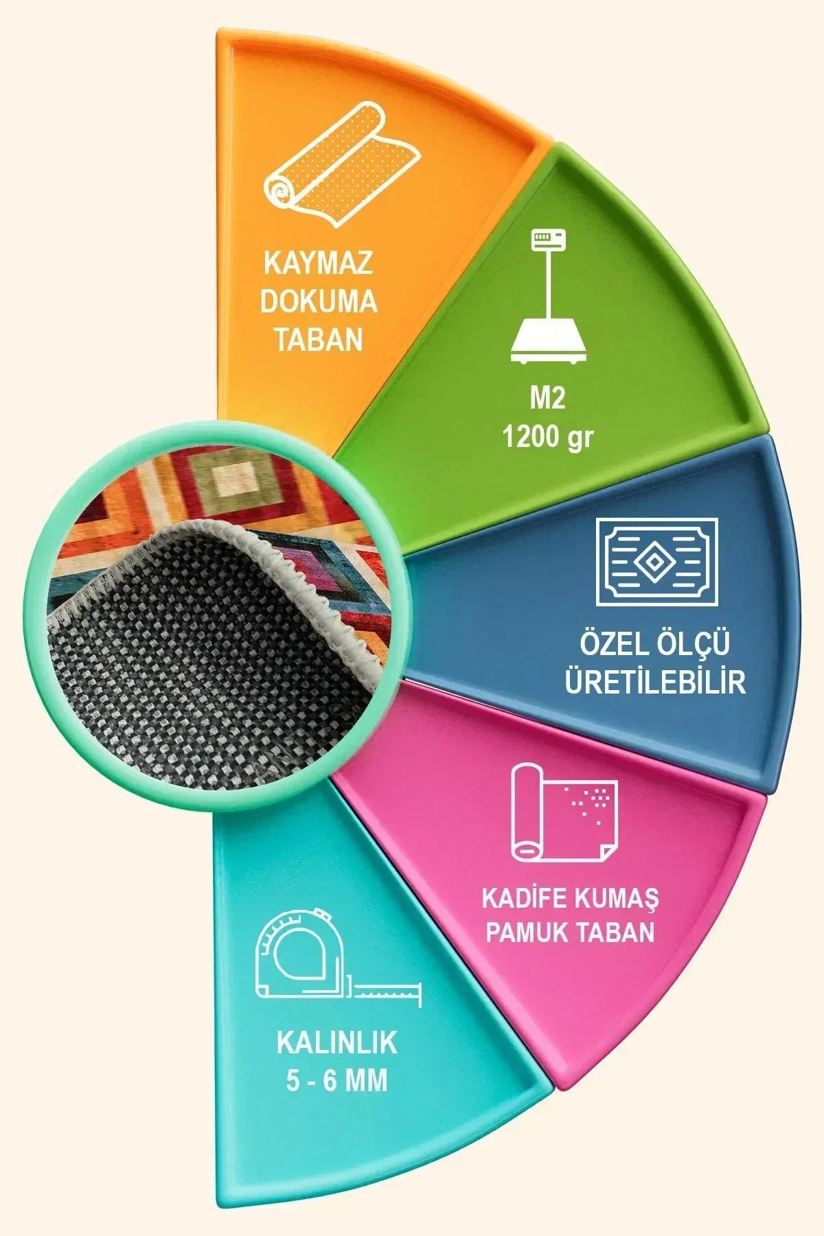 Amber Kadife Modern Desenli Pamuk Tabanlı Yıkanabilen Kaymaz Antibakteriyel Salon Halısı - Aydahome