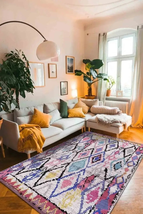 Cora Kadife Dekoratif Özel Tasarım Pamuk Taban Kaydırmaz Yıkanabilen Antibakteriyel Salon Halısı - Aydahome