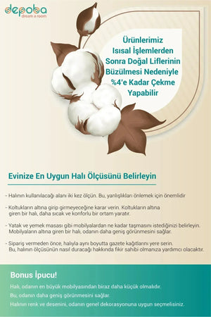 Apelia Kadife Desenli Pamuk Tabanlı Yıkanabilen Kaydırmaz Antibakteriyel Salon Halısı - Aydahome