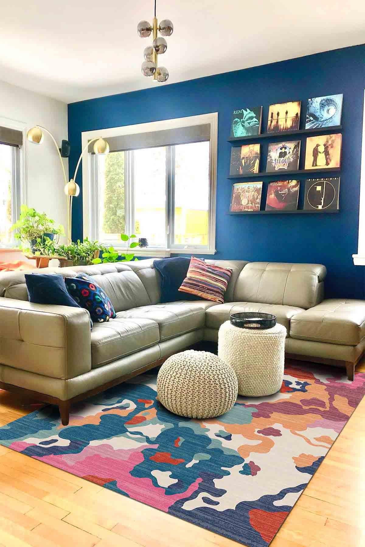 Lisa Modern Kadife Yıkanabilir Kaymaz Pamuk Tabanlı Antibakteriyel Salon Halısı - Aydahome