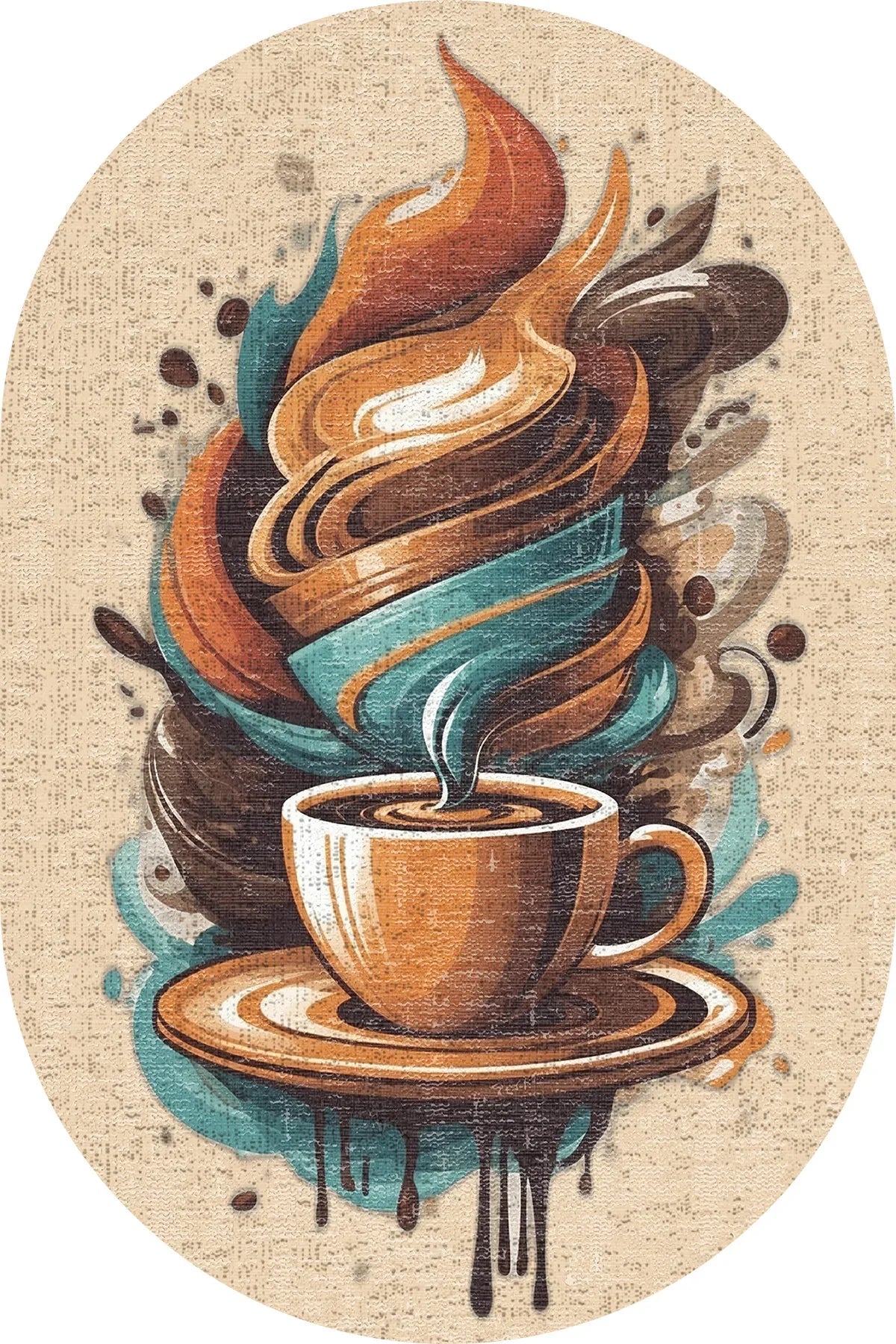 Alese Kadife Yıkanabilir Kaymaz Pamuk Tabanlı Oval Mutfak Halısı - Aydahome