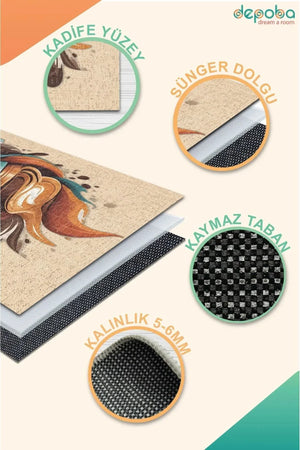 Alese Kadife Yıkanabilir Kaymaz Pamuk Tabanlı Oval Mutfak Halısı - Aydahome