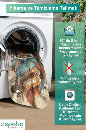 Alese Kadife Yıkanabilir Kaymaz Pamuk Tabanlı Oval Mutfak Halısı - Aydahome