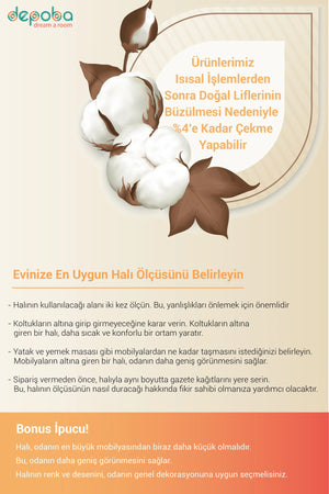 Mirelda Blue Vintage Desenli Pamuk Tabanlı Yıkanabilen Kaydırmaz Antibakteriyel Şönil Salon Halısı - Aydahome