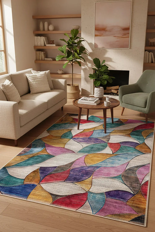 Duena Modern Kadife Pamuk Taban Kaymaz Yıkanabilen Antibakteriyel Salon Halısı - Aydahome