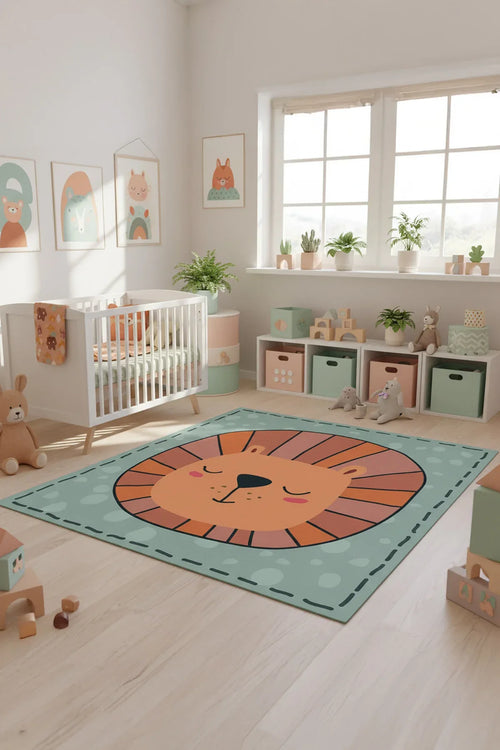 Marta Modern Şönil Antibakteriyel Yıkanabilir Kaymaz Pamuk Tabanlı Kare Çocuk Halısı - Aydahome