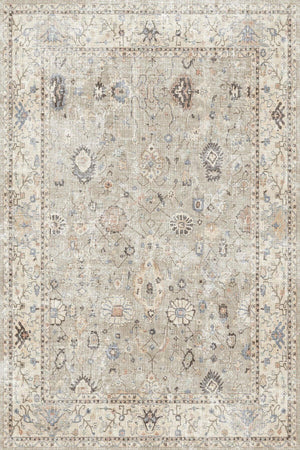 Monty Vintage Desenli Pamuk Tabanlı Yıkanabilen Kaydırmaz Antibakteriyel Şönil Salon Halısı - Aydahome