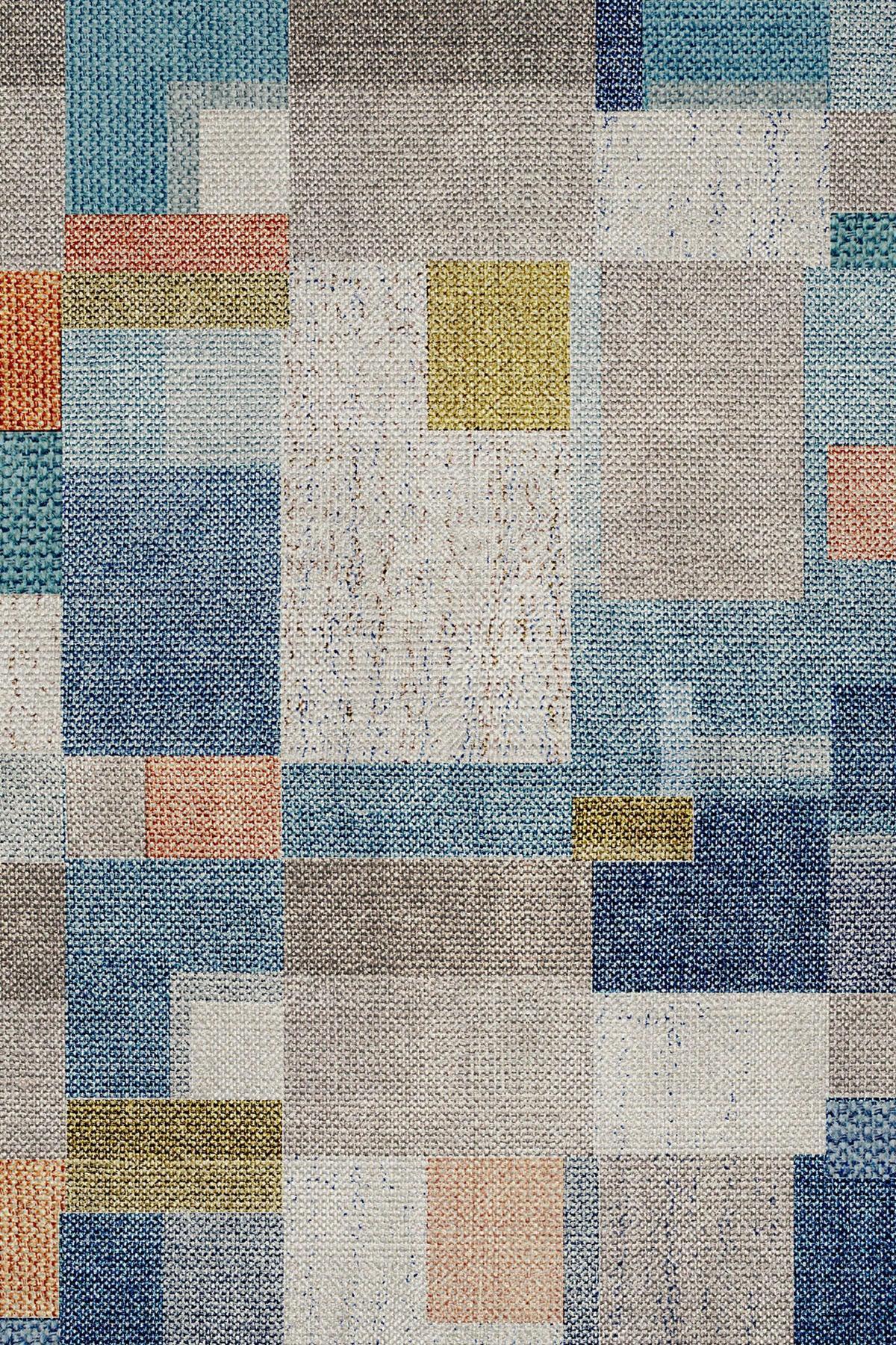 Anelia Patchwork Kadife Pamuk Tabanlı Yıkanabilen Kaymaz Antibakteriyel Salon Halısı - Aydahome
