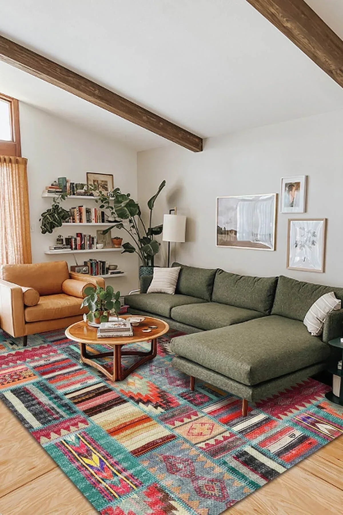 Brandi Kadife Modern Desenli Pamuk Taban Yıkanabilen Antibakteriyel Salon Halısı - Aydahome