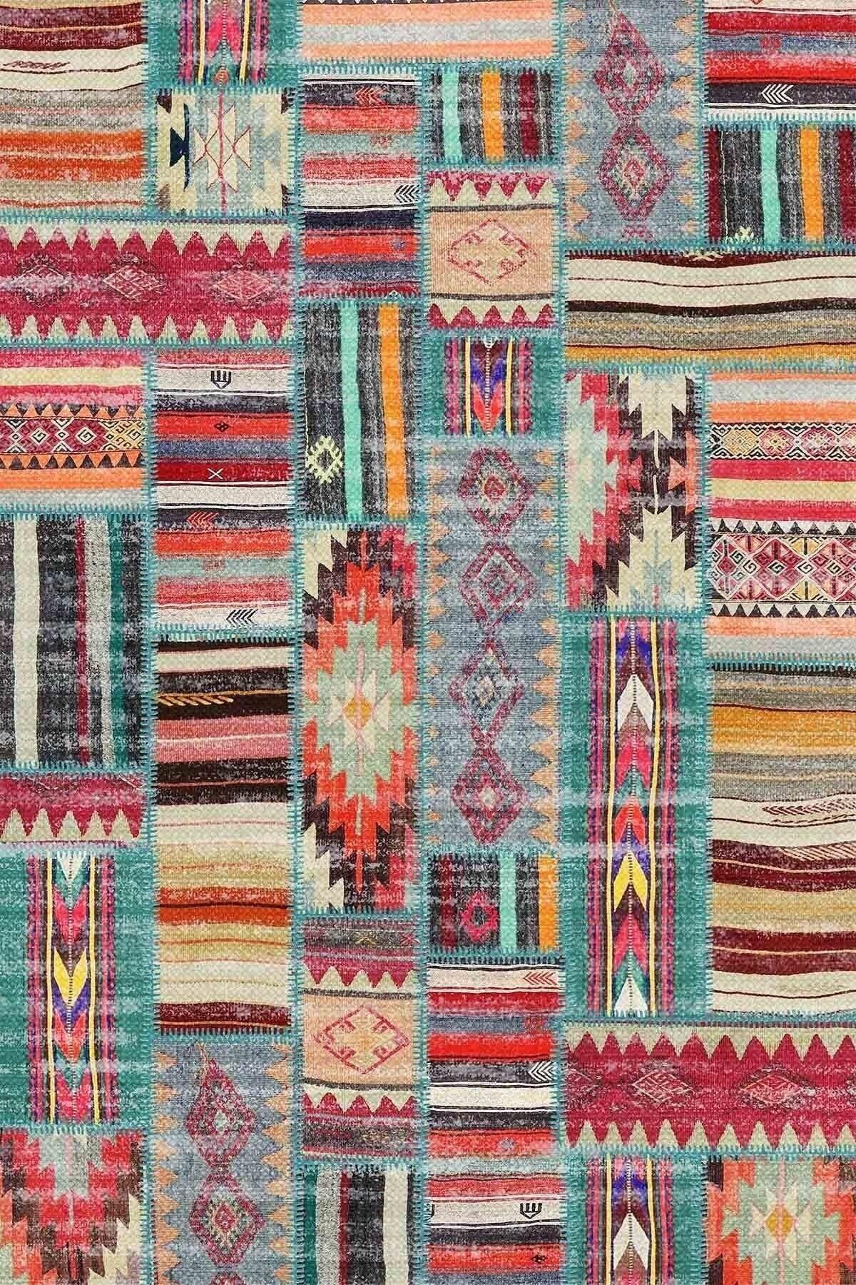 Brandi Kadife Modern Desenli Pamuk Taban Yıkanabilen Antibakteriyel Salon Halısı - Aydahome