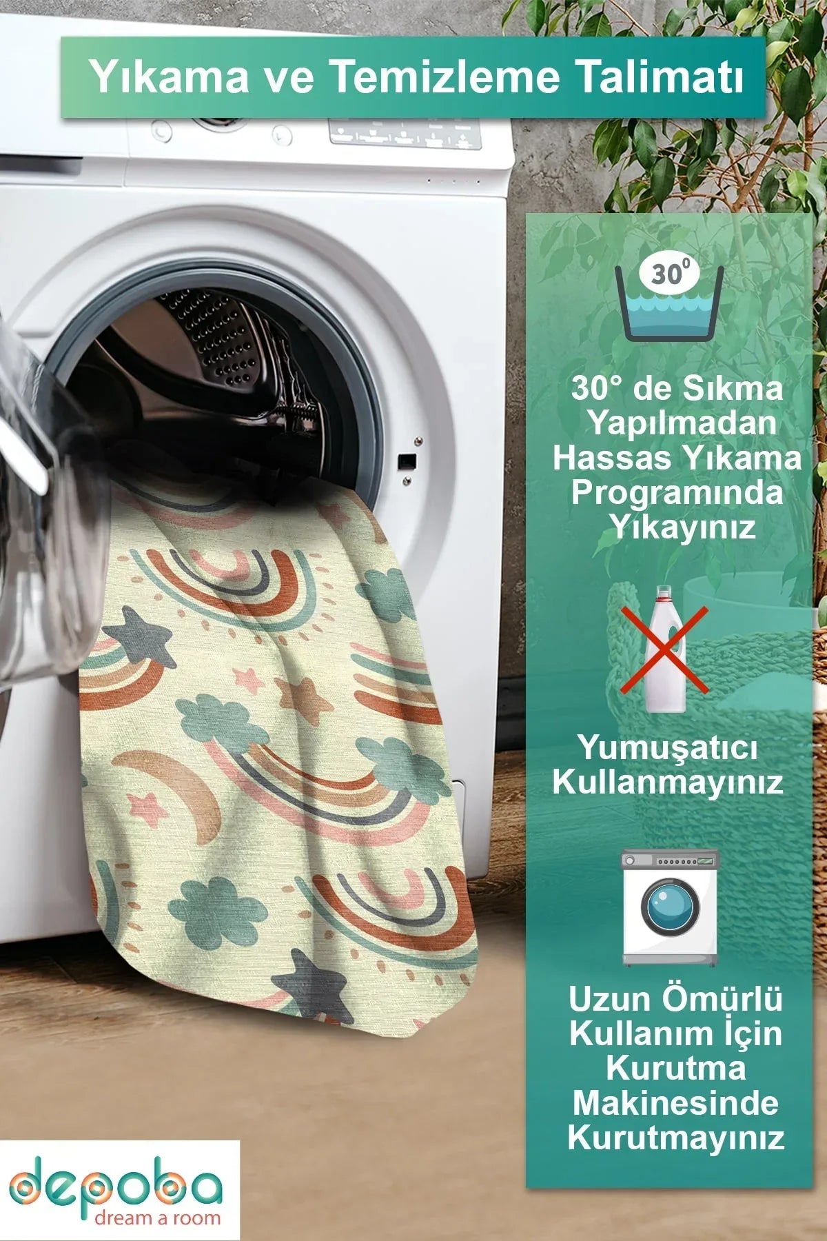 Baby Modern Kadife Antibakteriyel Yıkanabilir Kaymaz Pamuk Tabanlı Çocuk Halısı - Aydahome