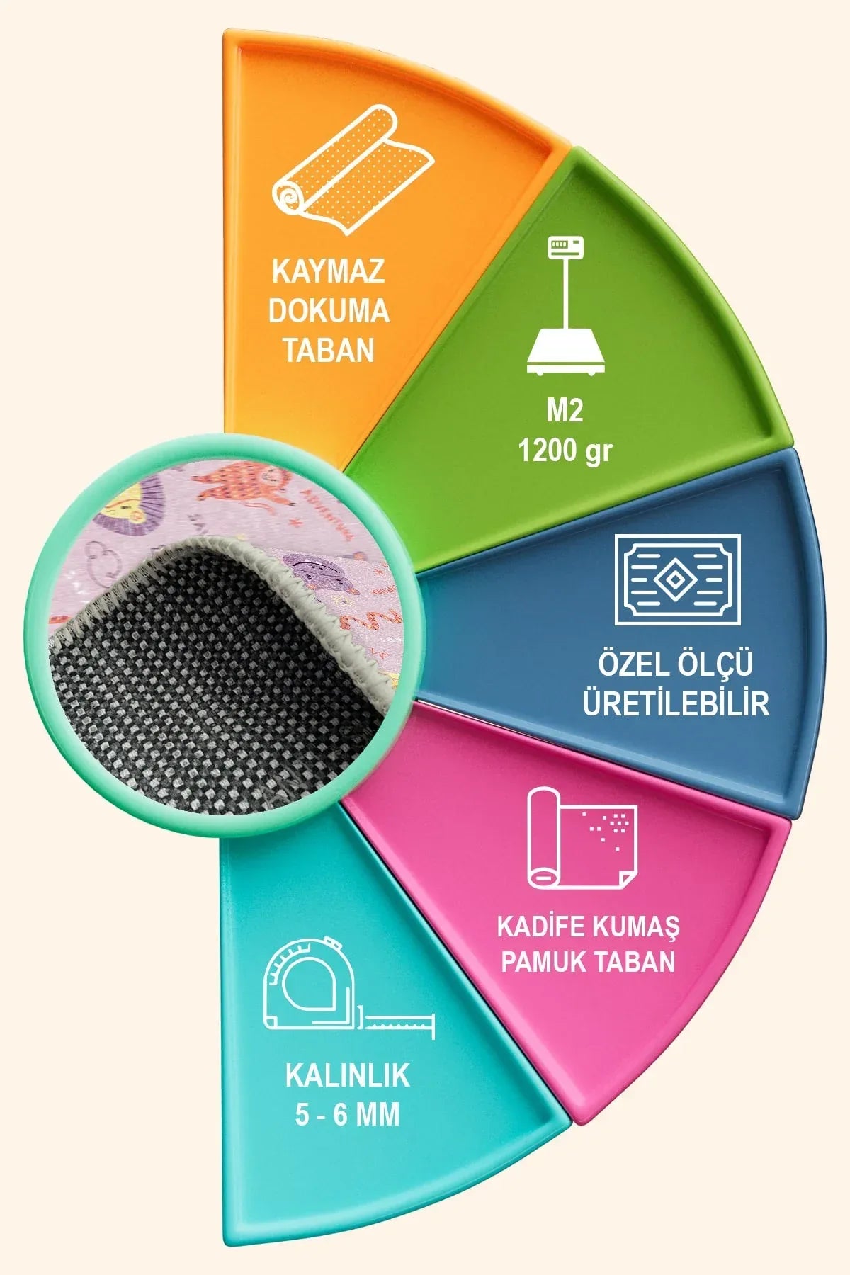 Girono Modern Kadife Antibakteriyel Yıkanabilir Kaymaz Pamuk Tabanlı Çocuk Halısı - Aydahome