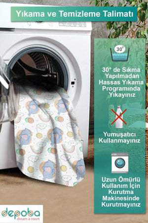 Leana Modern Kadife Antibakteriyel Yıkanabilir Kaymaz Pamuk Tabanlı Çocuk Halısı - Aydahome