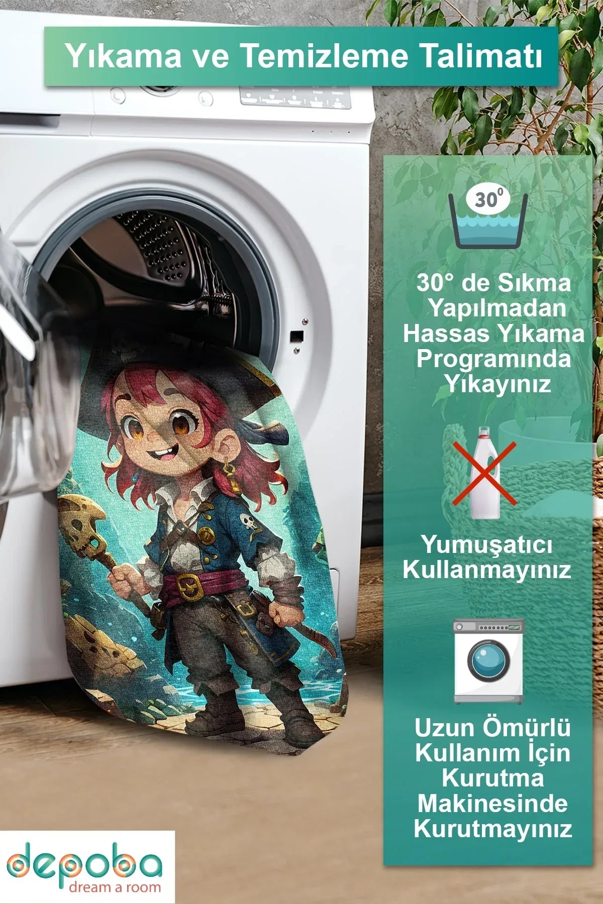 Zona Modern Kadife Antibakteriyel Yıkanabilir Kaymaz Pamuk Tabanlı Çocuk Halısı - Aydahome