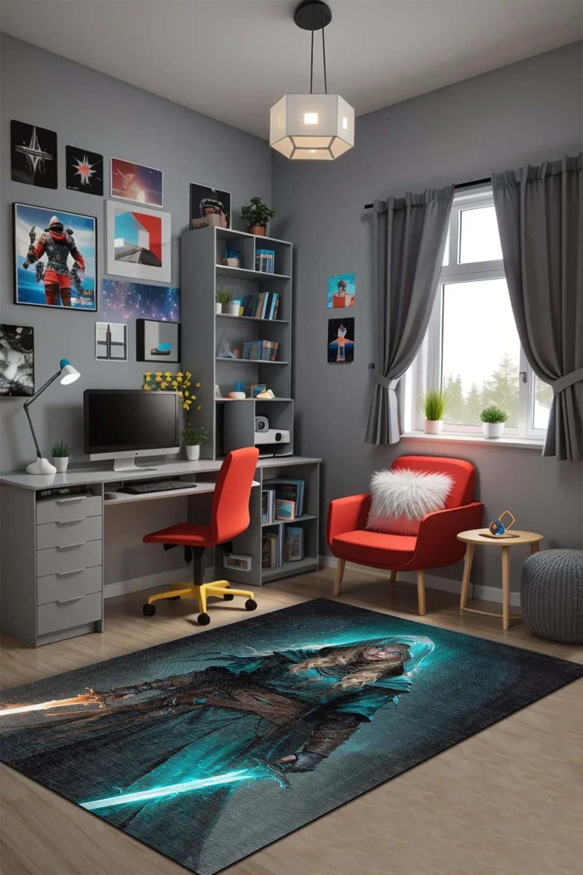 Astic Modern Kadife Oyuncu Odası Halısı Kadife Kaymaz Pamuk Tabanlı Yıkanabilir Antibakteriyel Gamer - Aydahome