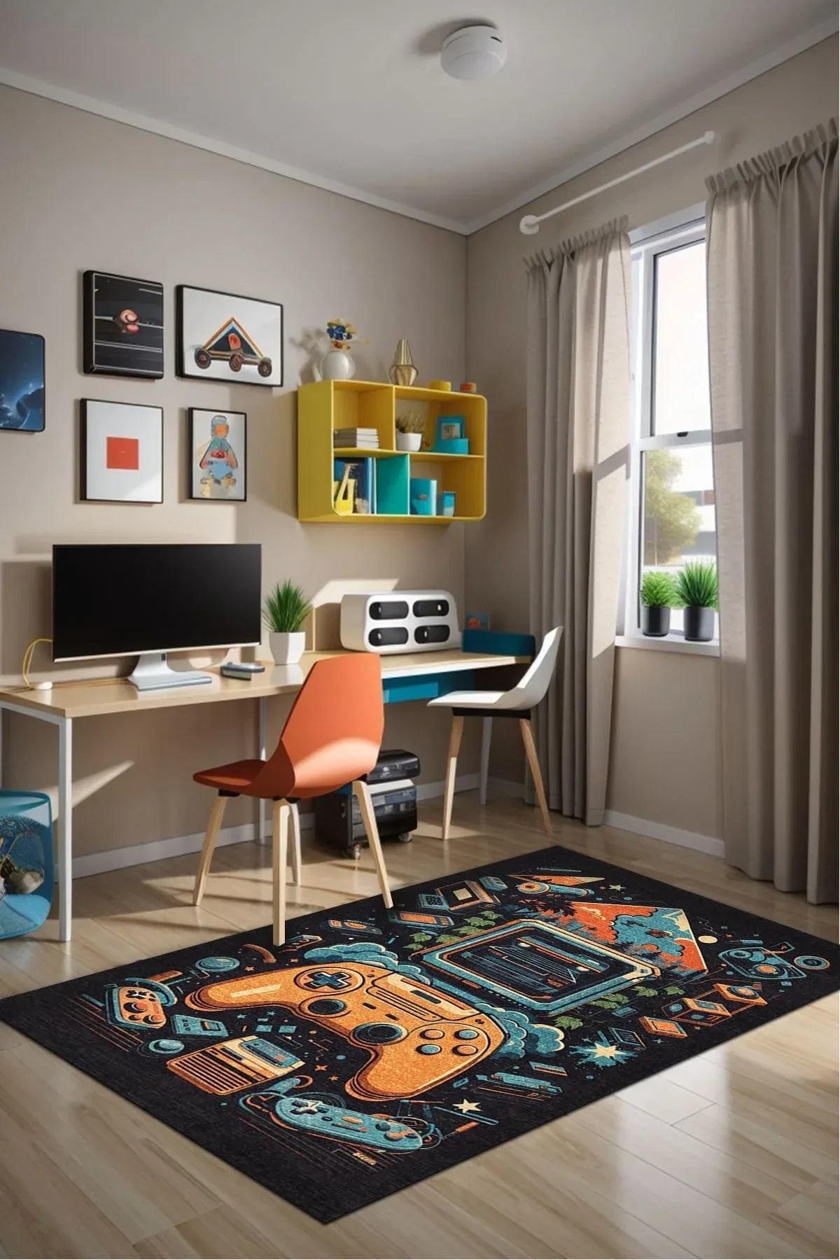 Ready Modern Kadife Oyuncu Odası Halısı Kadife Kaymaz Pamuk Tabanlı Yıkanabilir Antibakteriyel Gamer - Aydahome