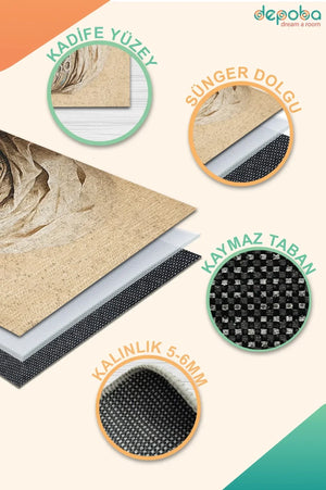 Mommy Modern Kadife Antibakteriyel Yıkanabilir Kaymaz Pamuk Tabanlı Yolluk - Aydahome