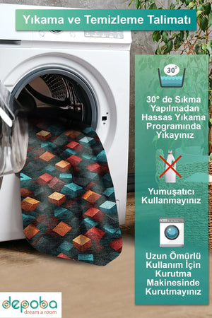 Puzs Modern Kadife Antibakteriyel Yıkanabilir Kaymaz Pamuk Tabanlı Yolluk - Aydahome