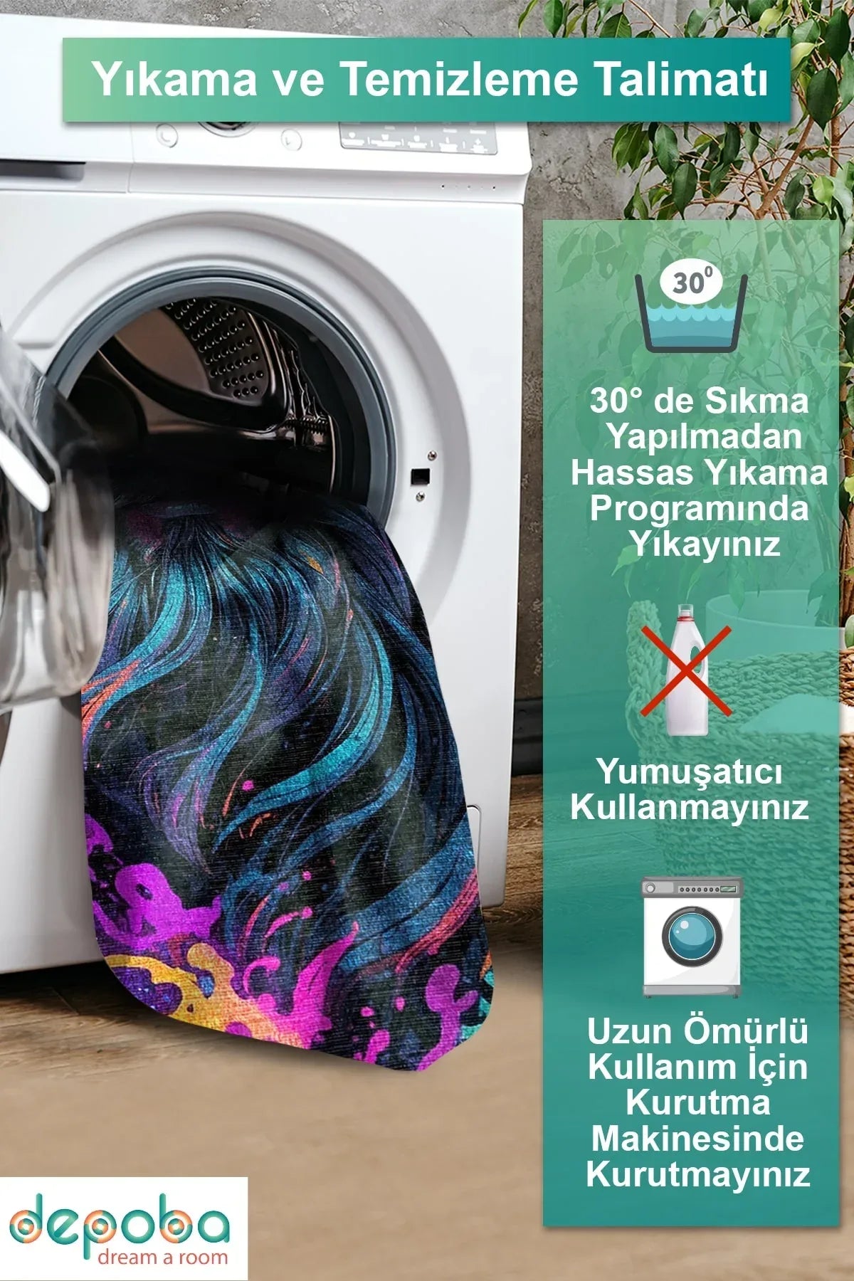 Samor Modern Kadife Antibakteriyel Yıkanabilir Kaymaz Pamuk Tabanlı Yolluk - Aydahome