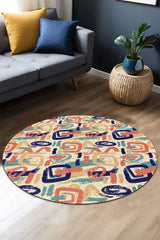 Coten Modern Kadife Yıkanabilir Kaymaz Pamuk Tabanlı Antibakteriyel Yuvarlak Halı - Aydahome