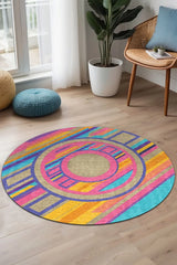 Eltise Modern Kadife Yıkanabilir Kaymaz Pamuk Tabanlı Antibakteriyel Yuvarlak Halı - Aydahome