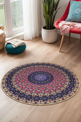 Setan Modern Kadife Yıkanabilir Kaymaz Pamuk Tabanlı Antibakteriyel Yuvarlak Halı - Aydahome