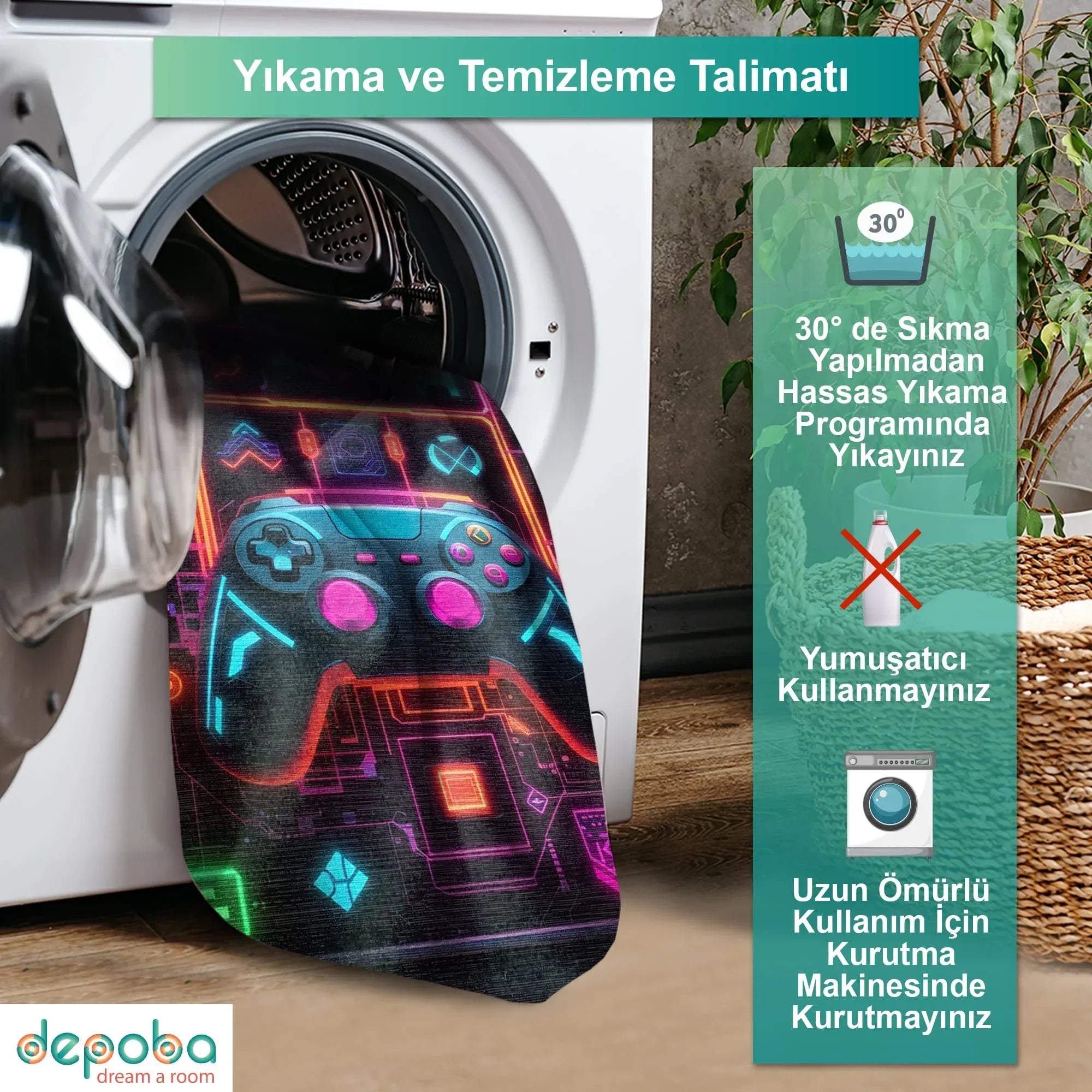 Nolane Modern Kadife Oyuncu Odası Halısı Kadife Kaymaz Pamuk Tabanlı Yıkanabilir Antibakteriyel Gamer - Aydahome