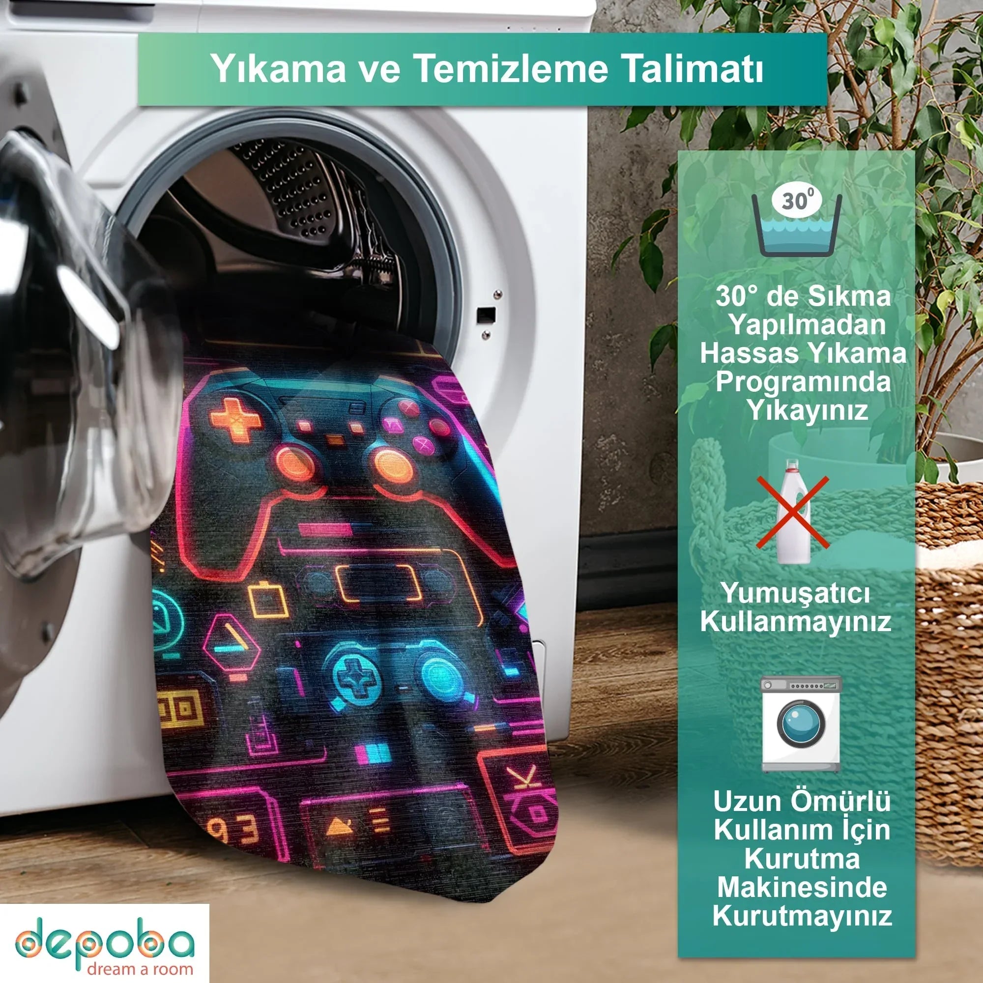 Penra Modern Kadife Oyuncu Odası Halısı Kadife Kaymaz Pamuk Tabanlı Yıkanabilir Antibakteriyel Gamer - Aydahome