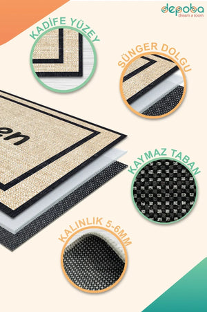 Henas Modern Kadife Yıkanabilir Kaymaz Pamuk Tabanlı Antibakteriyel Mutfak Halısı - Aydahome