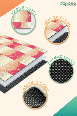 Alansa Modern Kadife Yıkanabilir Kaymaz Pamuk Tabanlı Antibakteriyel Salon Halısı - Aydahome
