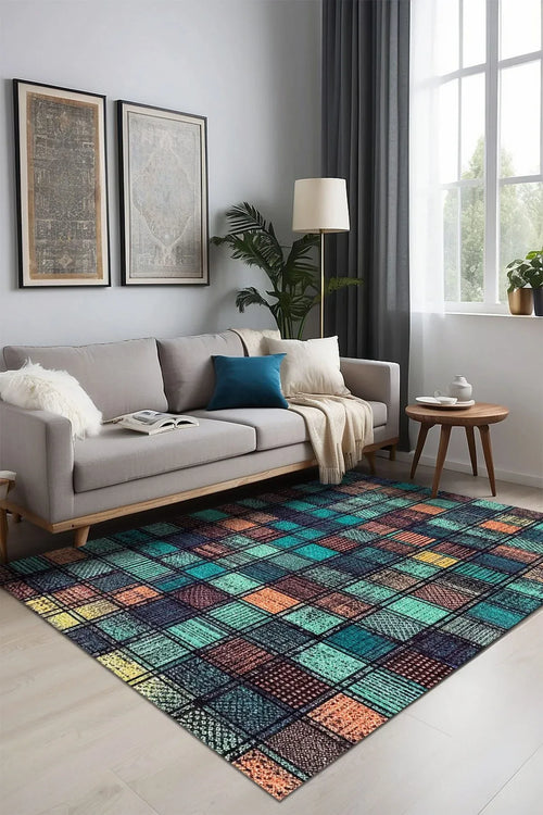 Vera Modern Kadife Yıkanabilir Kaymaz Pamuk Tabanlı Antibakteriyel Salon Halısı - Aydahome