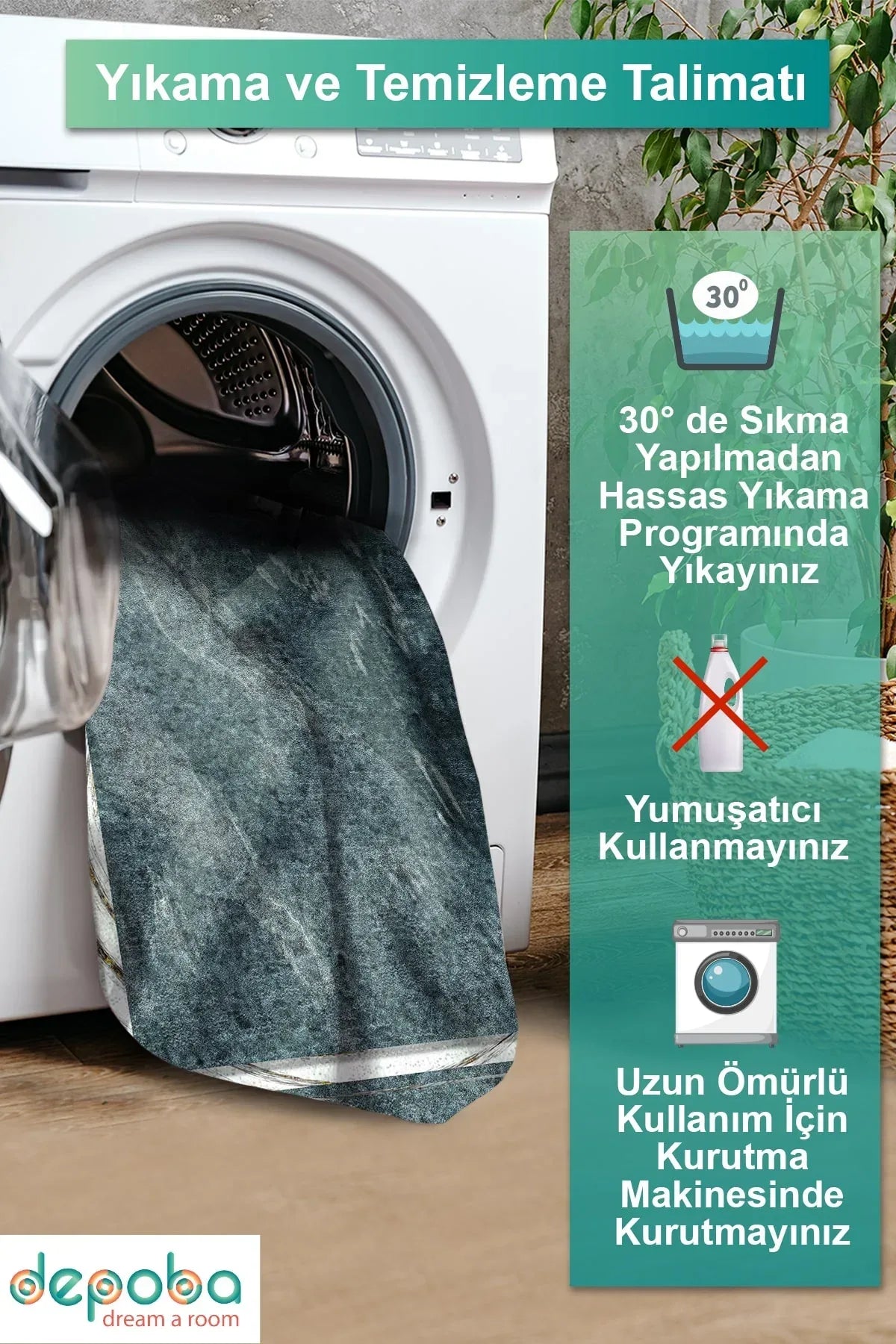 Setap Modern Kadife Yıkanabilir Kaymaz Pamuk Tabanlı Antibakteriyel Salon Halısı - Aydahome
