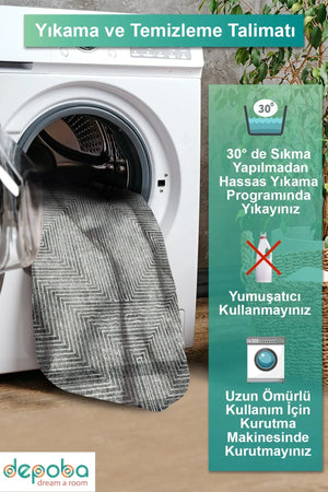 Sala Modern Kadife Yıkanabilir Kaymaz Pamuk Tabanlı Antibaktriyel Salon Halısı - Aydahome