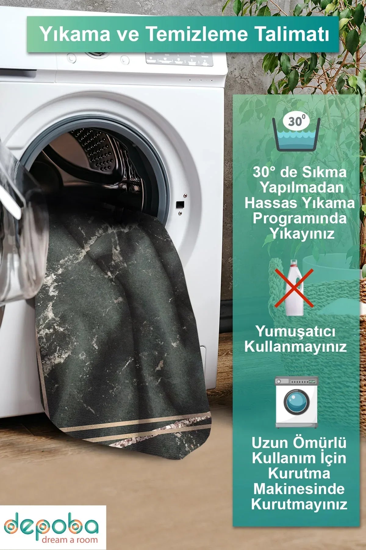 Pazera Modern Kadife Yıkanabilir Kaymaz Pamuk Tabanlı Antibakteriyel Salon Halısı - Aydahome