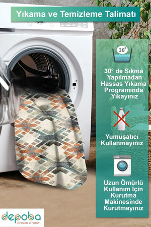 Sapre Modern Kadife Antibakteriyel Yıkanabilir Kaymaz Pamuk Tabanlı Yolluk - Aydahome