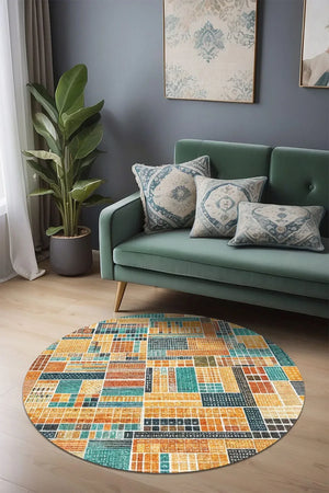 Abela Modern Kadife Yıkanabilir Kaymaz Pamuk Tabanlı Antibakteriyel Yuvarlak Halı - Aydahome