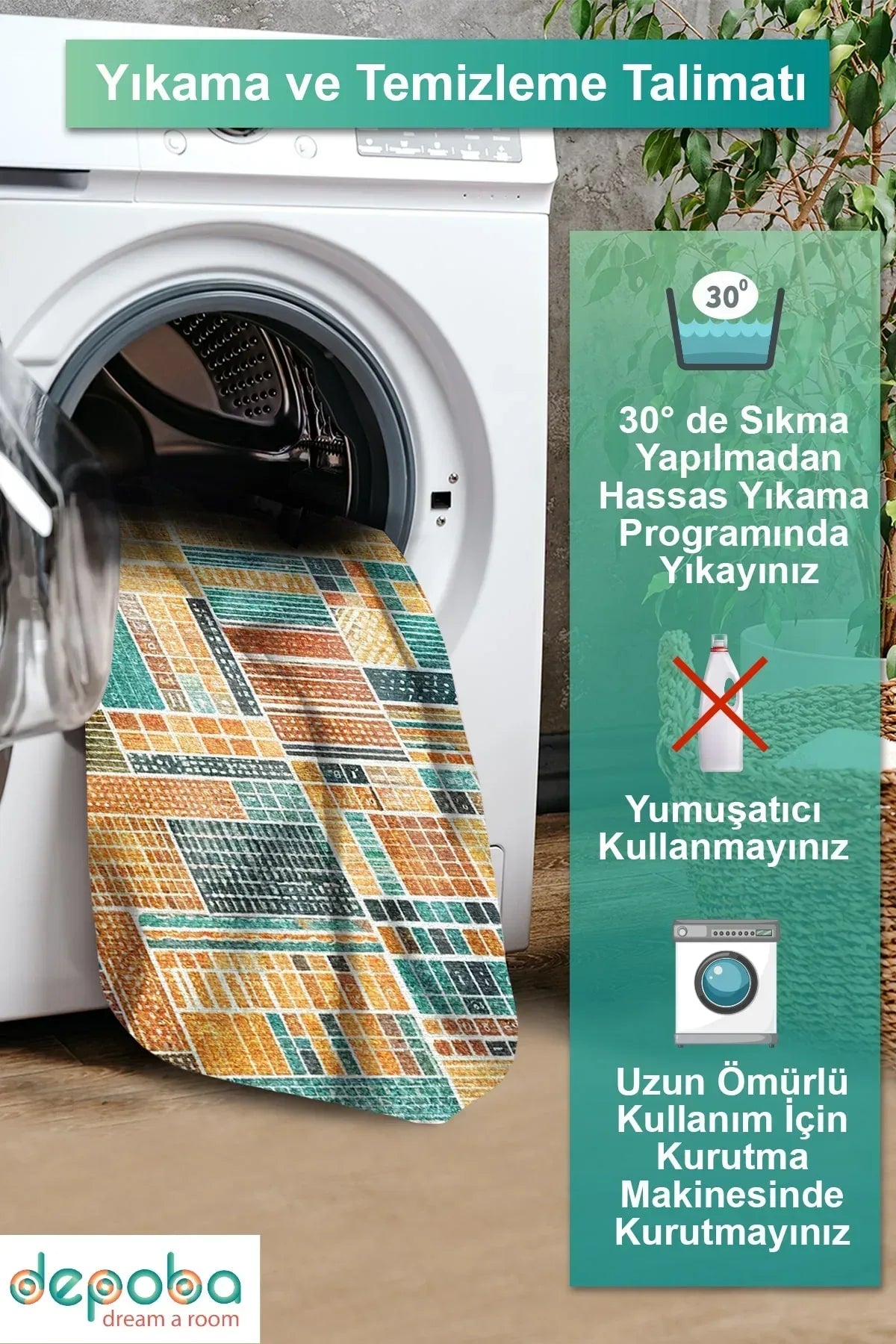 Abela Modern Kadife Yıkanabilir Kaymaz Pamuk Tabanlı Antibakteriyel Yuvarlak Halı - Aydahome