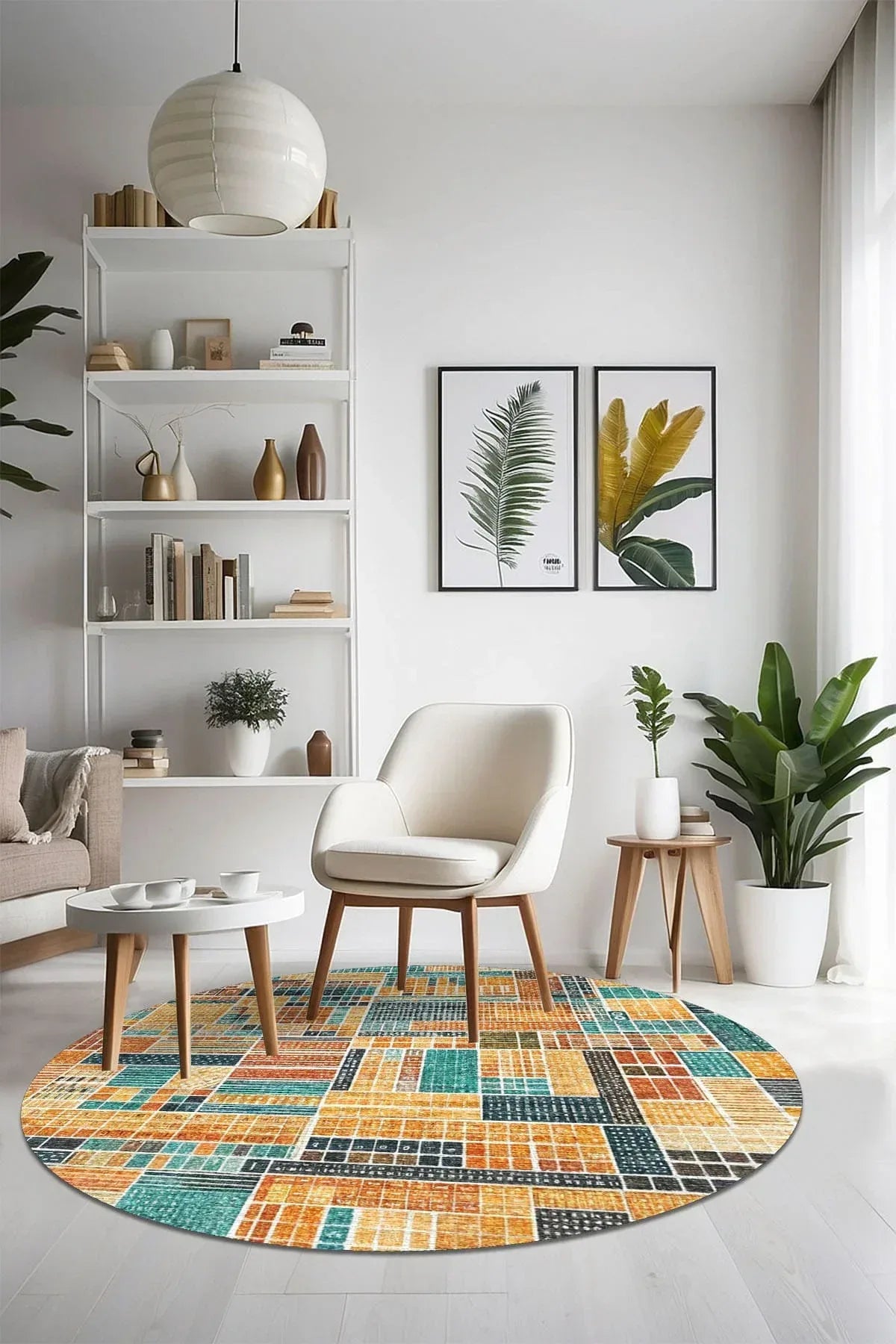 Abela Modern Kadife Yıkanabilir Kaymaz Pamuk Tabanlı Antibakteriyel Yuvarlak Halı - Aydahome